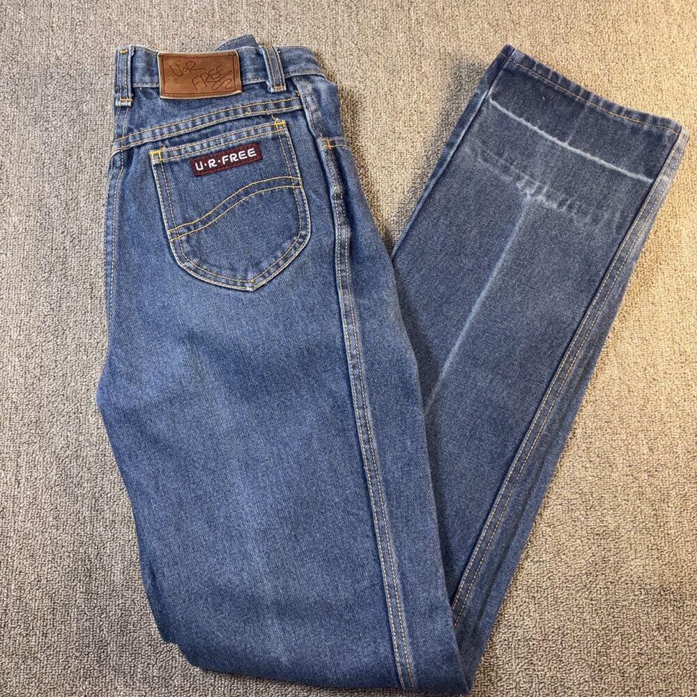 Vintage 70s Women’s U R Free Jeans Denim Straight Leg Blue 9/10 Juniors Retro